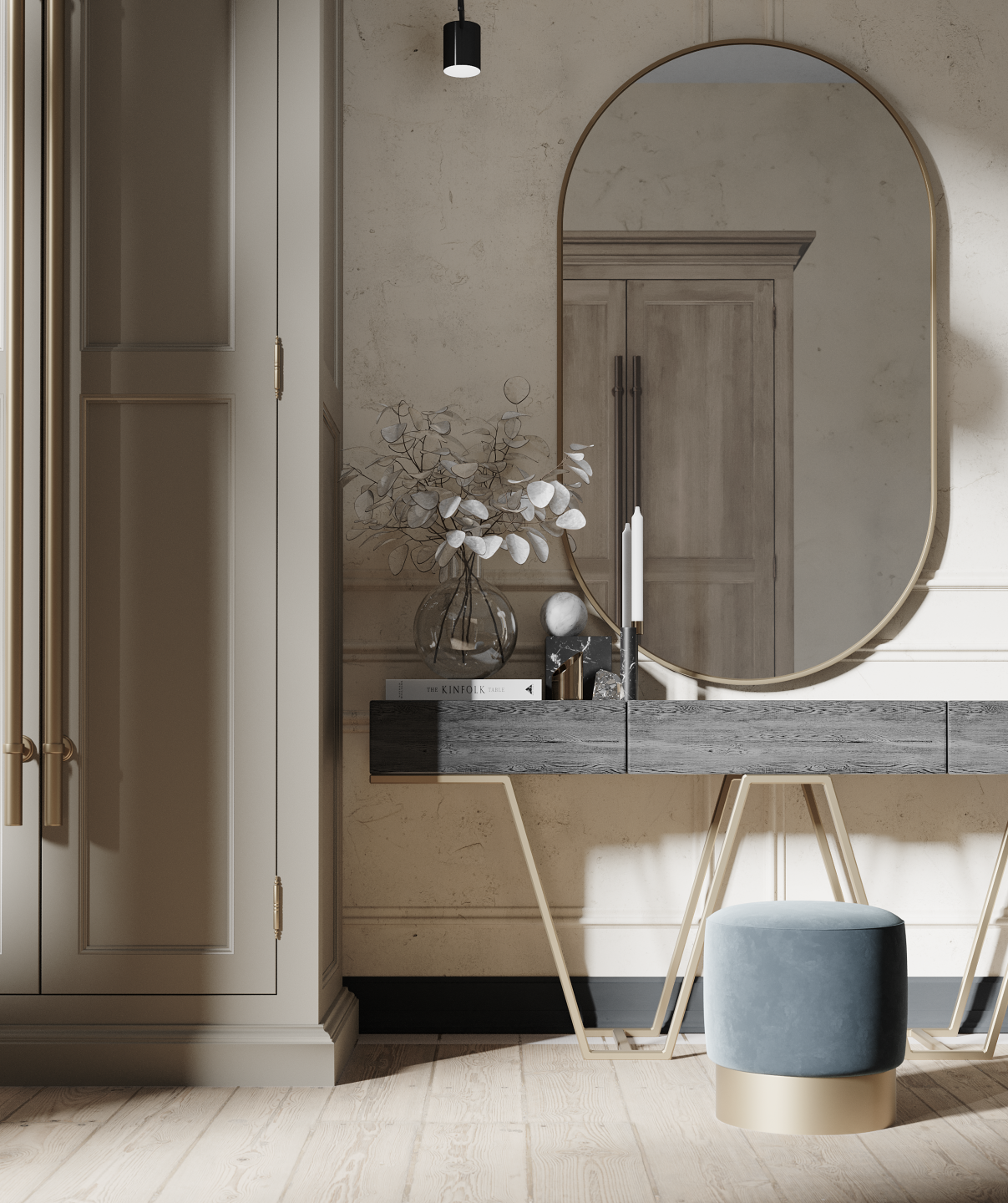 lustro owalne w złotej ramie Bright Gold