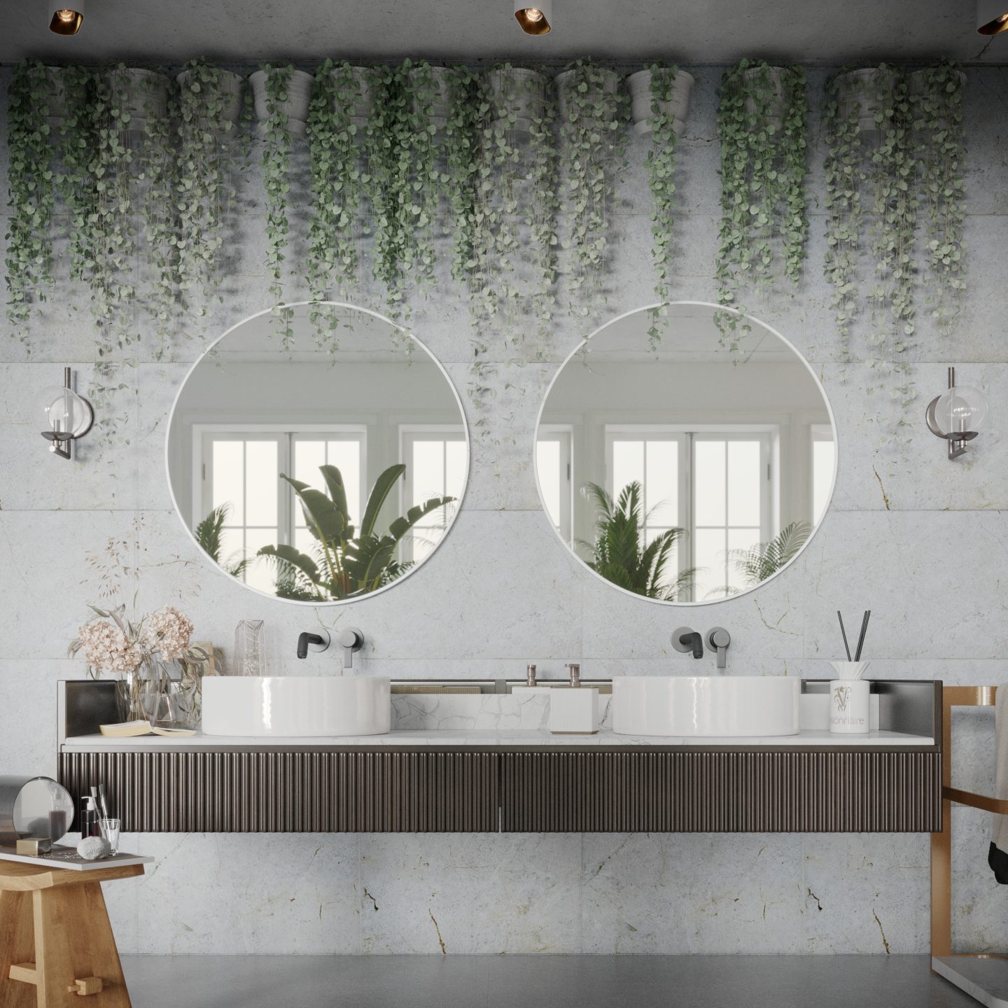 LUSTRO OKRĄGŁE W BIAŁEJ RAMIE