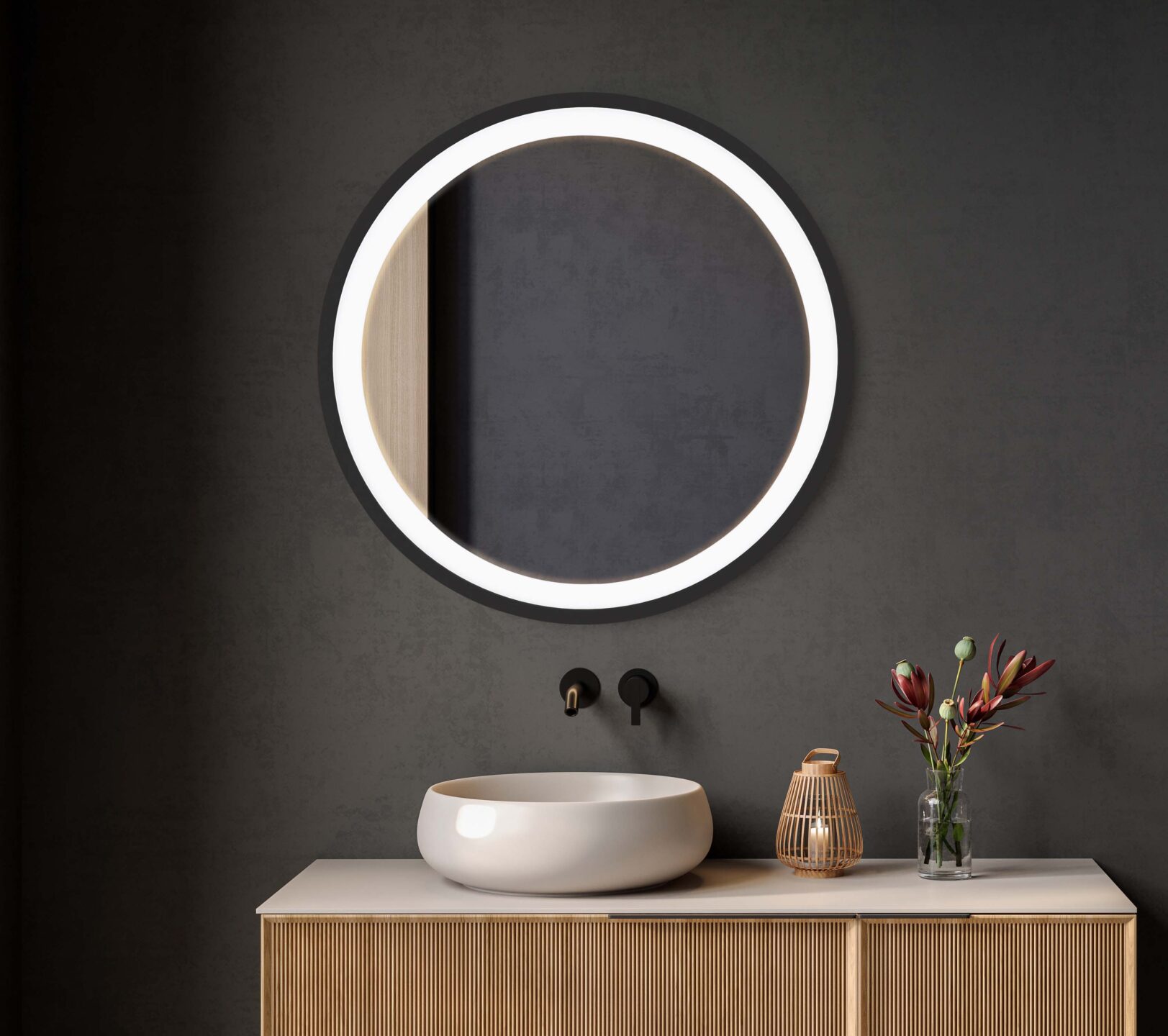 LUSTRO OKRĄGŁE W CZARNEJ RAMIE DO MAKIJAŻU - RING