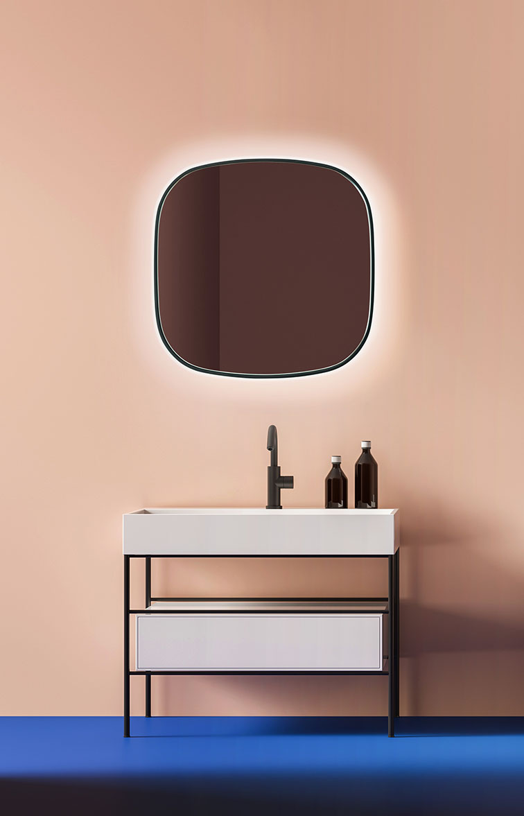 LUSTRO PODŚWIETLANE W CZARNEJ RAMIE - RUBIN