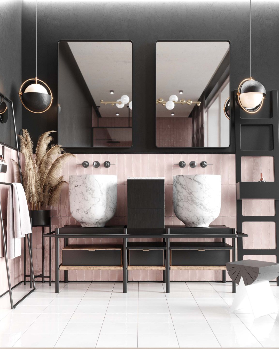 LUSTRO W CZARNEJ RAMIE Z ZAOKRĄGLONYMI NAROŻNIKAMI - TRAY