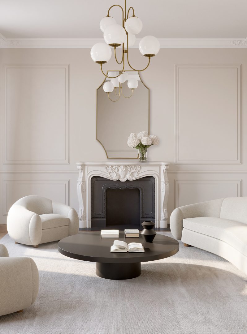 lustro flossy złota rama w salonie