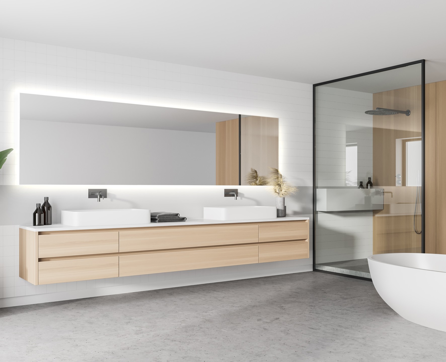 lustro podświetlane led prostokątne długie