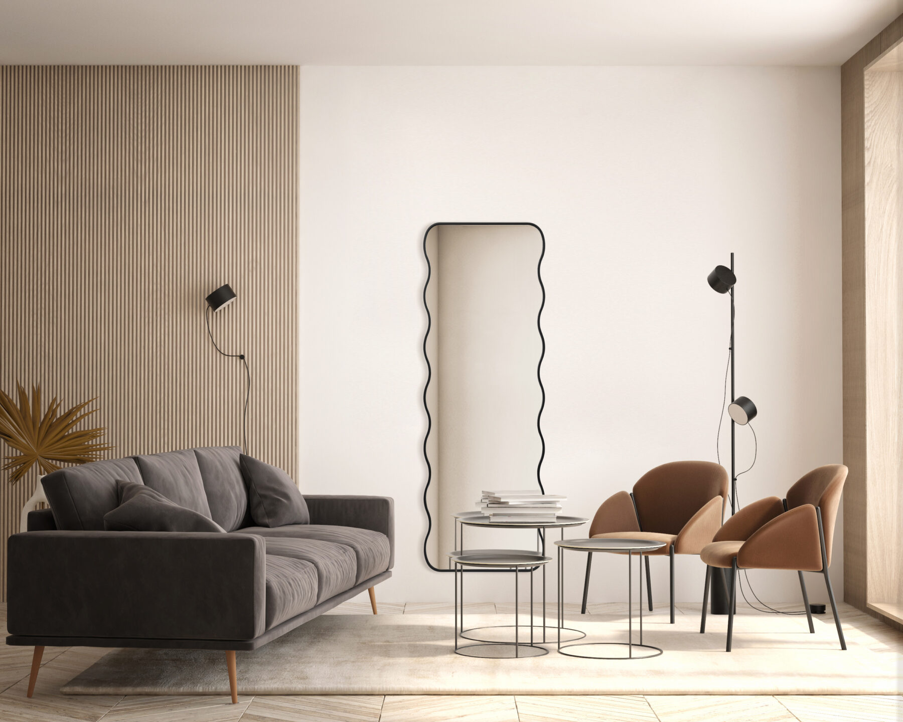 lustro Wavy czarne wiszące