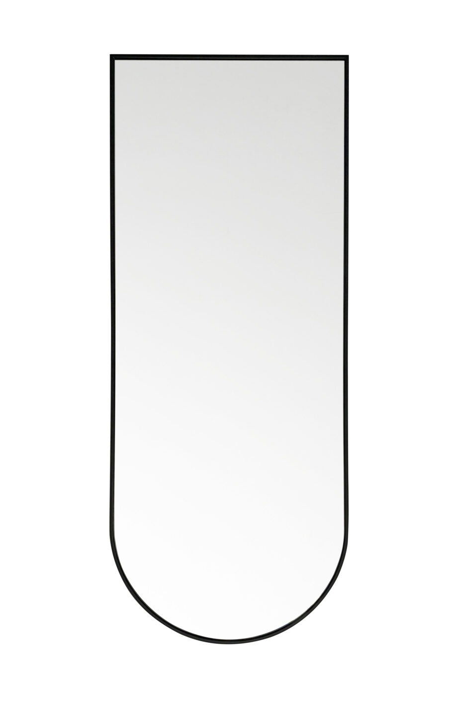 lustro w czarnej ramie z łukiem na dole