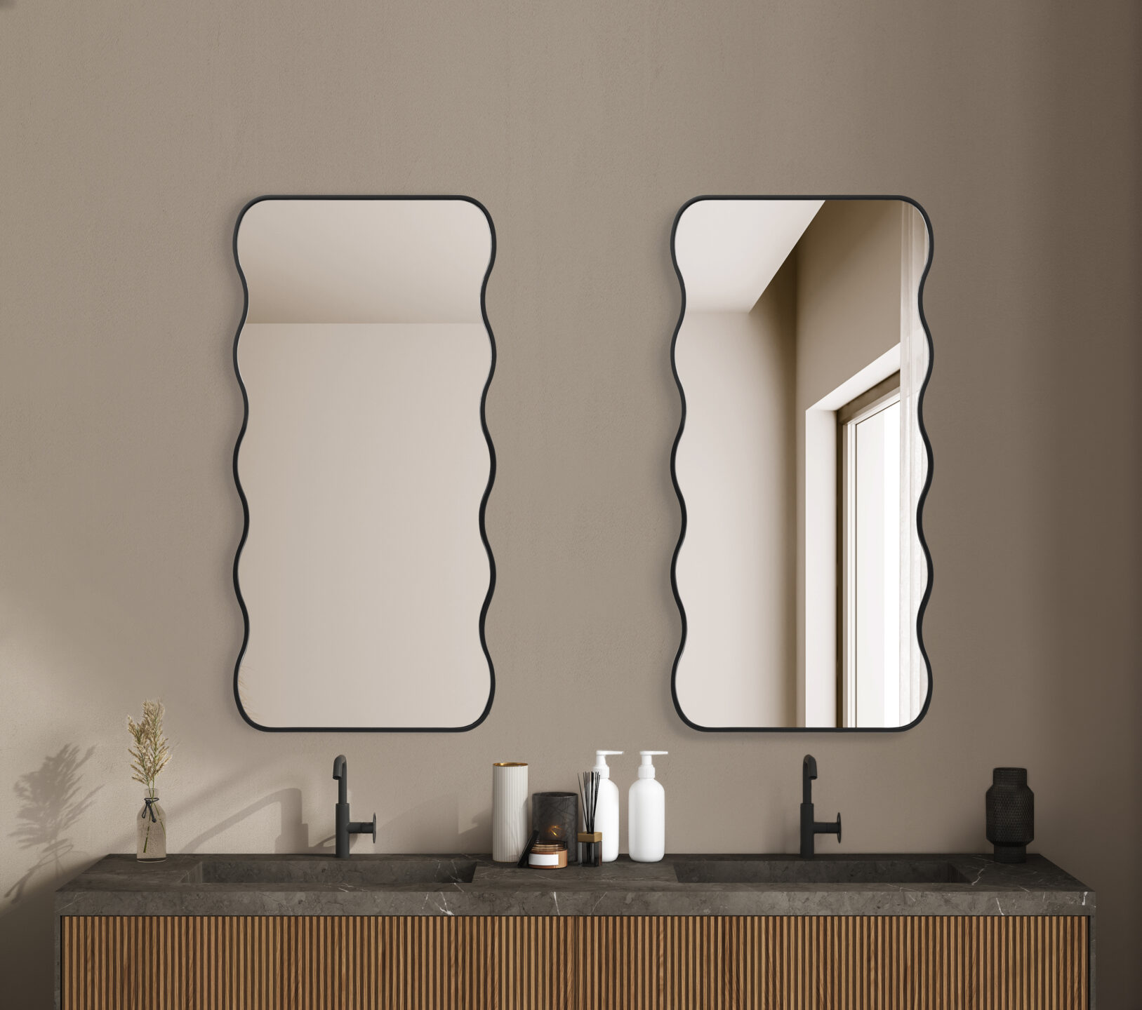 lustro fala czarna rama łazienkowe