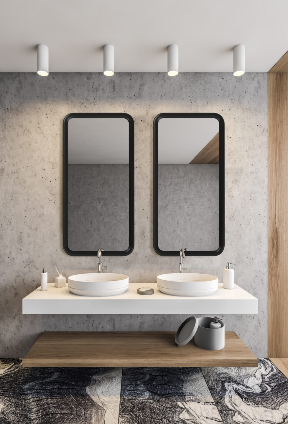 czarne lustra z zaokrąglonymi narożnikami Puffy