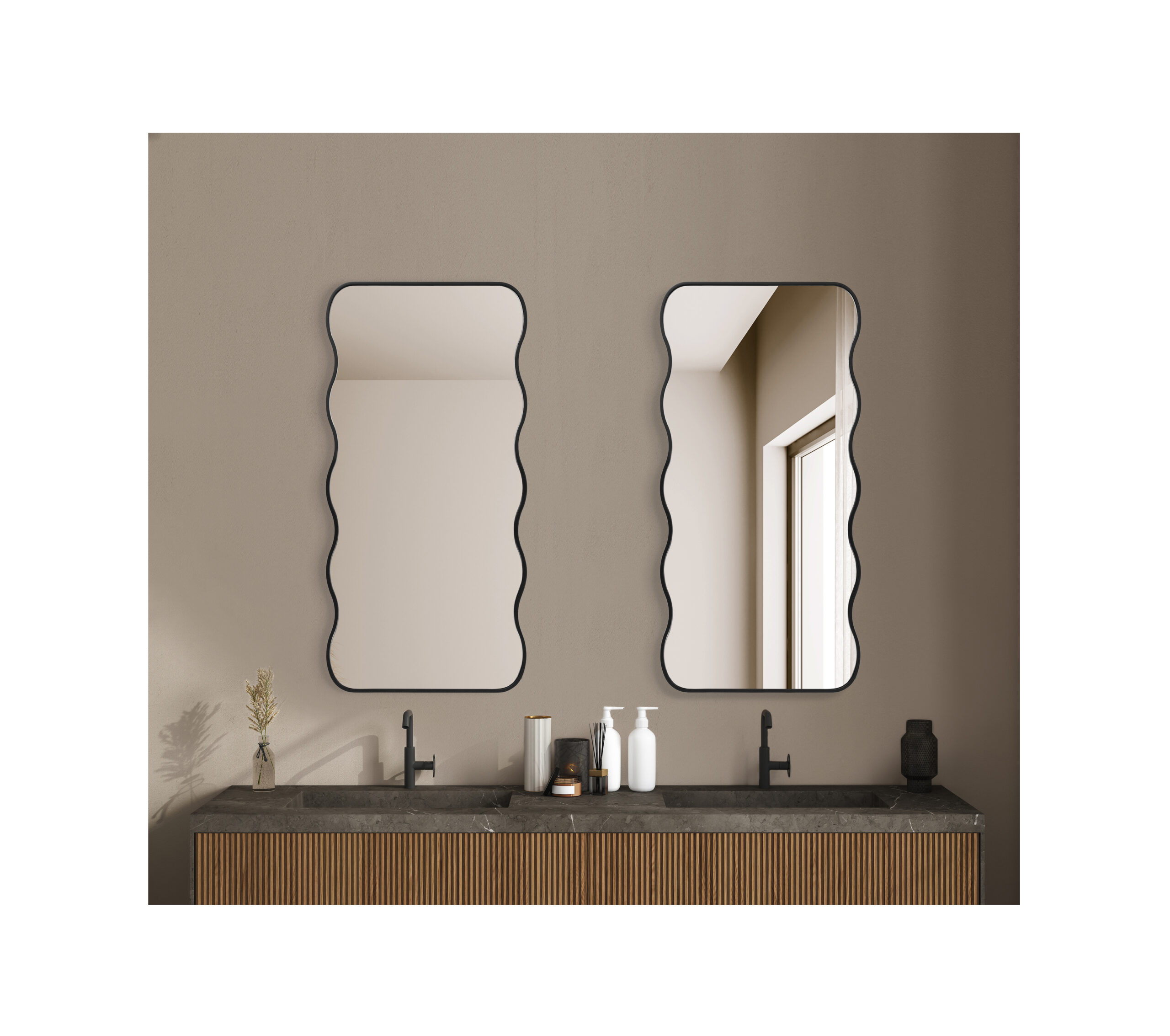 lustro Wavy w czarnej ramie