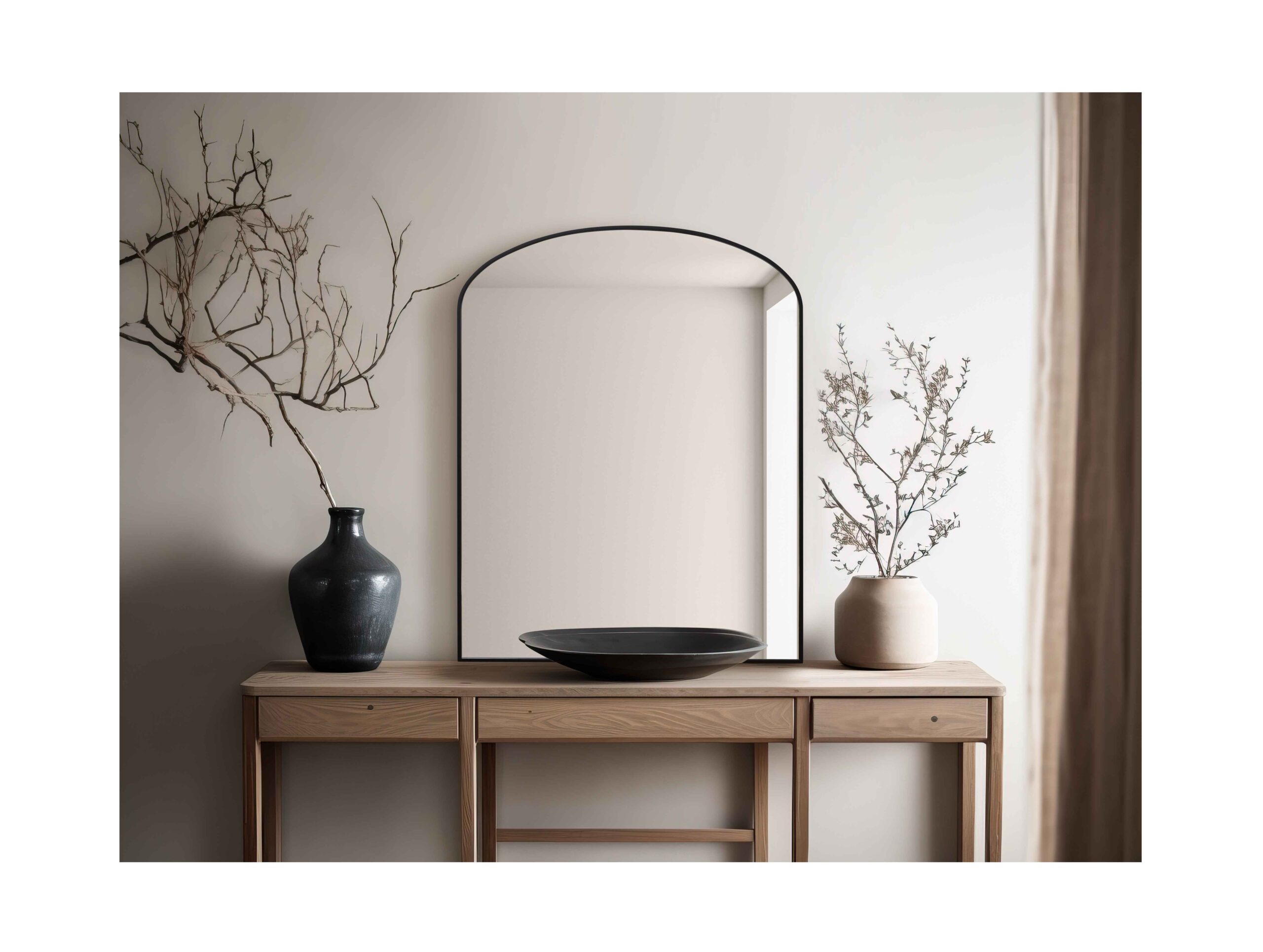 LUSTRO Z ŁUKIEM W CZARNEJ RAMIE - VINTA