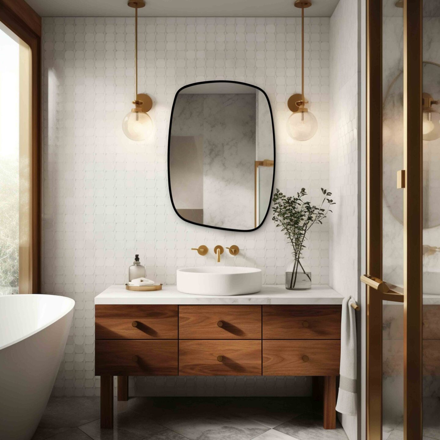 LUSTRO NIEREGULARNE W CZARNEJ RAMIE - TOTEM MIDI