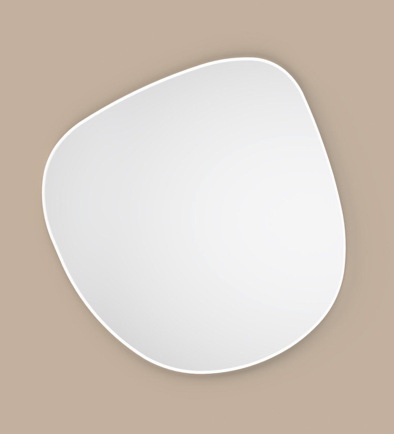 lustro buli w bialej ramie na bezowym tle