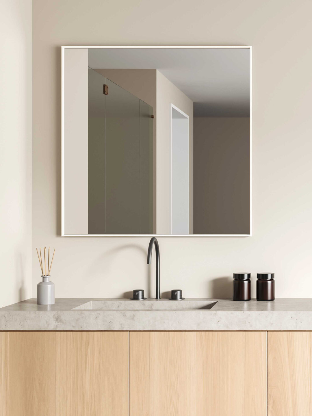 LUSTRO W BIAŁEJ ALUMINIOWEJ RAMIE - ZEN SQUARE