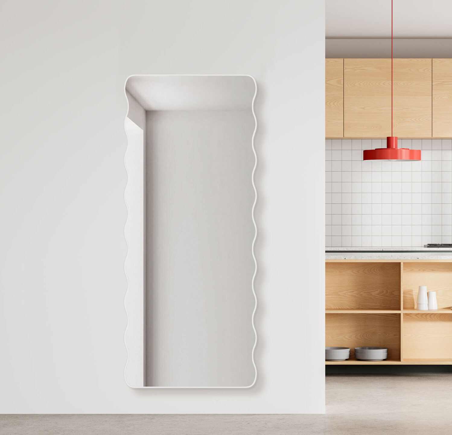 LUSTRO W BIAŁEJ RAMIE NA KORYTARZ - WAVY LONG