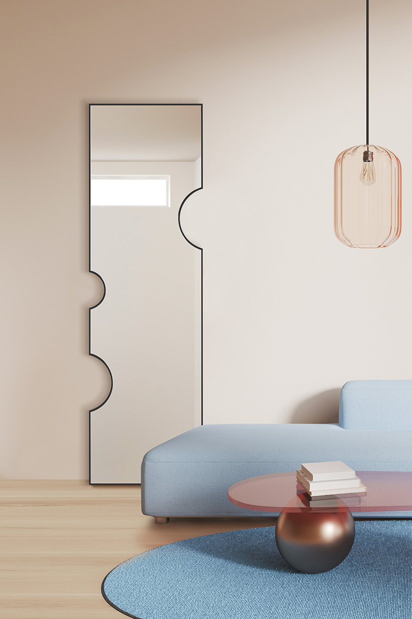 LUSTRO HOLEY LONG W CZARNEJ RAMIE NA KORYTARZ - 55/180